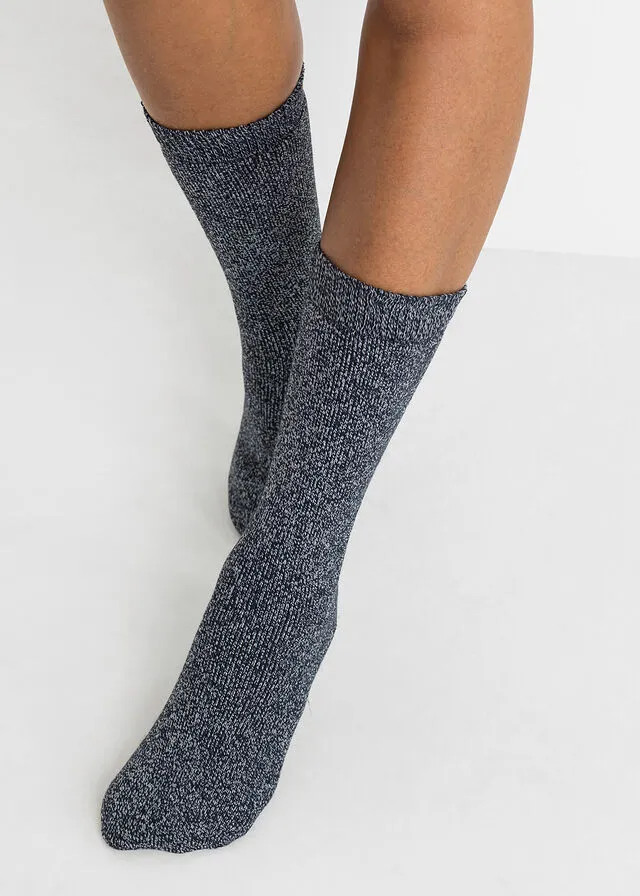 Calcetines térmicos de frottee (4 pares) negro/azul marino/gris moteado moteado